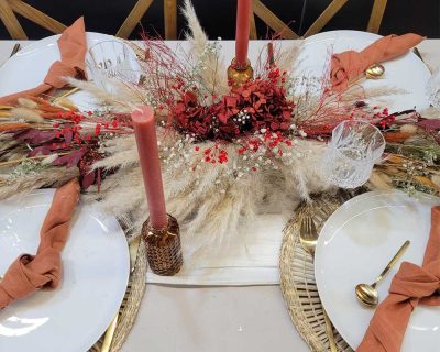 table de mariage avec fleur séchées